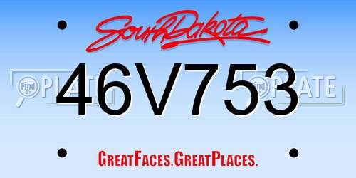 46V753 South Dakota License Plate