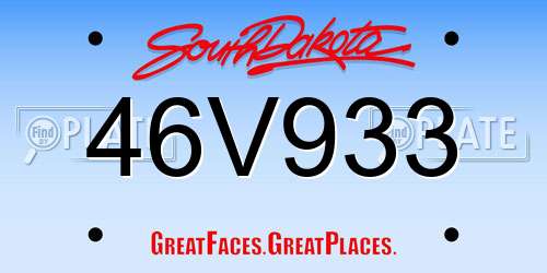 46V933 South Dakota License Plate