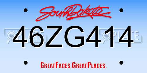 46ZG414 South Dakota License Plate