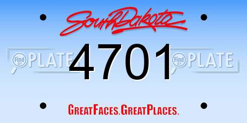 4701 South Dakota License Plate