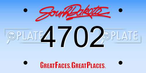 4702 South Dakota License Plate