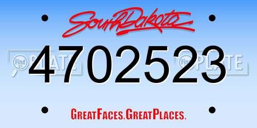 4702523 South Dakota License Plate