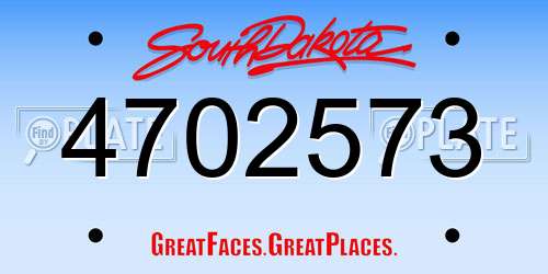 4702573 South Dakota License Plate