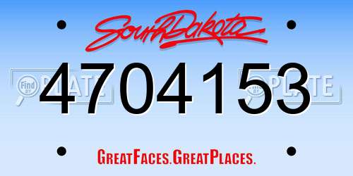 4704153 South Dakota License Plate