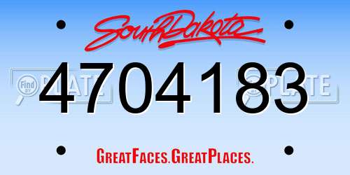 4704183 South Dakota License Plate