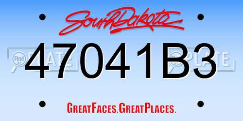 47041B3 South Dakota License Plate