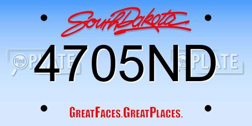 4705ND South Dakota License Plate