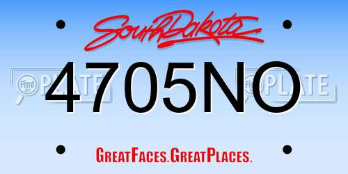 4705NO South Dakota License Plate