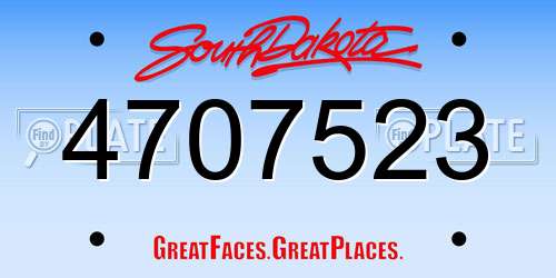 4707523 South Dakota License Plate