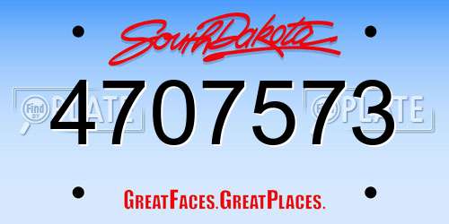 4707573 South Dakota License Plate