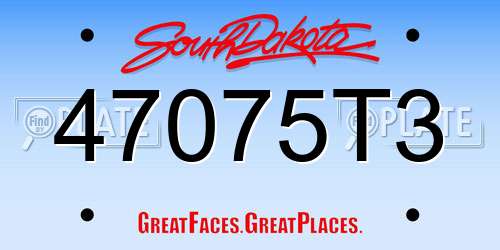47075T3 South Dakota License Plate