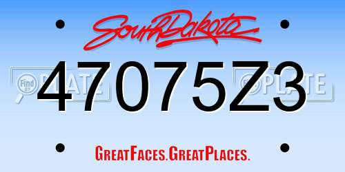 47075Z3 South Dakota License Plate