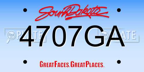 4707GA South Dakota License Plate