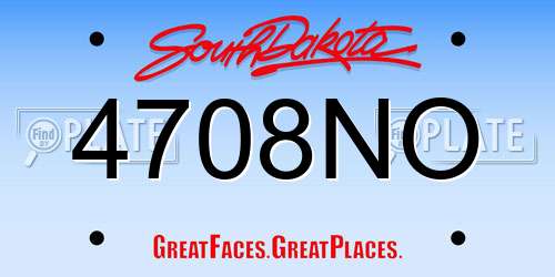 4708NO South Dakota License Plate