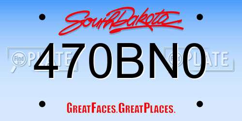 470BN0 South Dakota License Plate