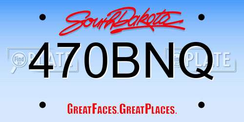 470BNQ South Dakota License Plate