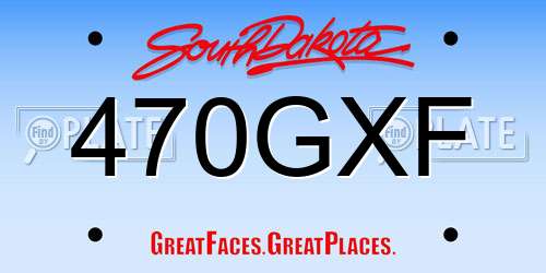 470GXF South Dakota License Plate