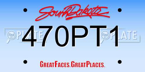 470PT1 South Dakota License Plate