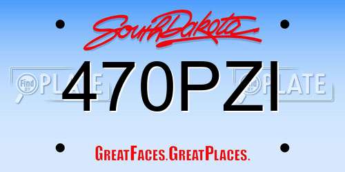 470PZI South Dakota License Plate