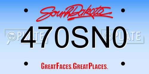 470SN0 South Dakota License Plate