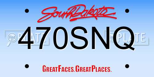 470SNQ South Dakota License Plate
