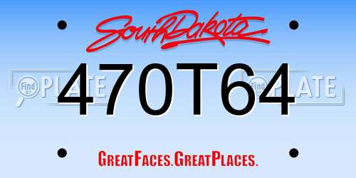 470T64 South Dakota License Plate