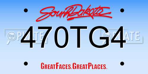 470TG4 South Dakota License Plate