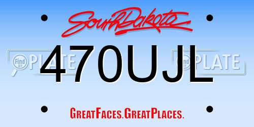470UJL South Dakota License Plate