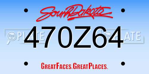 470Z64 South Dakota License Plate