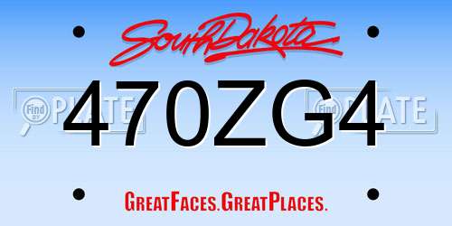 470ZG4 South Dakota License Plate