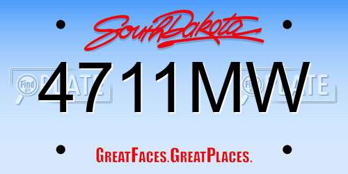 4711MW South Dakota License Plate