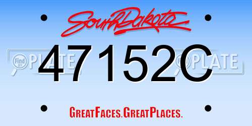 47152C South Dakota License Plate