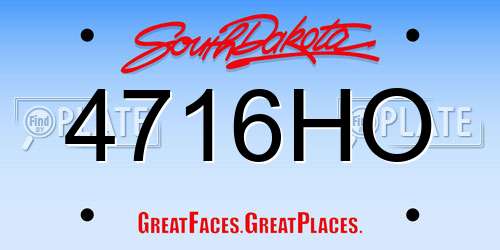 4716HO South Dakota License Plate