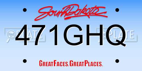 471GHQ South Dakota License Plate
