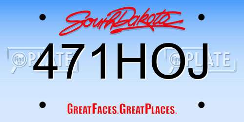 471HOJ South Dakota License Plate