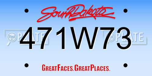 471W73 South Dakota License Plate