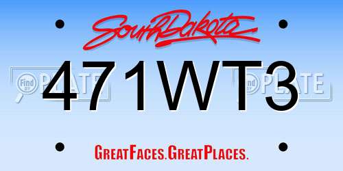 471WT3 South Dakota License Plate