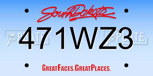 471WZ3 South Dakota License Plate