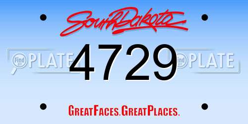 4729 South Dakota License Plate