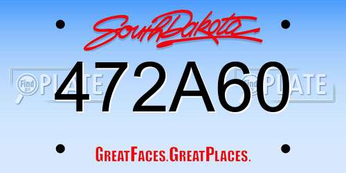 472A60 South Dakota License Plate
