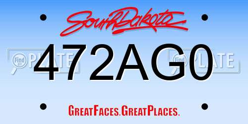 472AG0 South Dakota License Plate