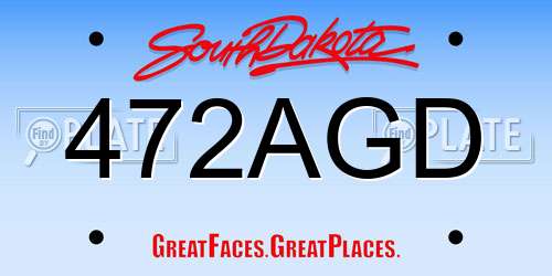 472AGD South Dakota License Plate