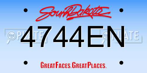4744EN South Dakota License Plate
