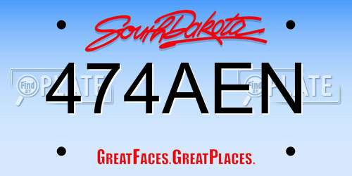 474AEN South Dakota License Plate