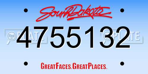 4755132 South Dakota License Plate