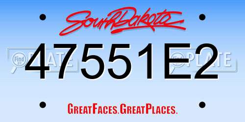 47551E2 South Dakota License Plate