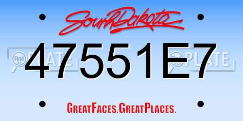 47551E7 South Dakota License Plate