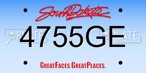 4755GE South Dakota License Plate