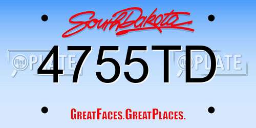 4755TD South Dakota License Plate