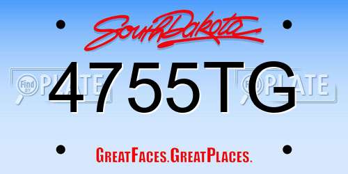 4755TG South Dakota License Plate